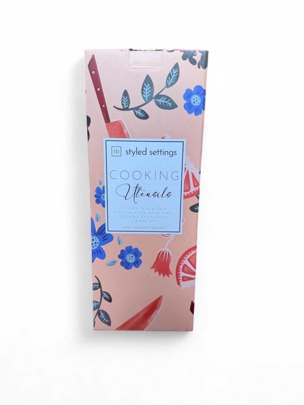 Styled Settings Cooking Utensils Set - Pink Floral Box